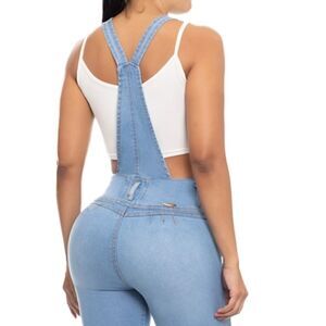 Eros Murano's Blue Colombian Cotton Denim Overall Dungaree Shorts Women's size 8